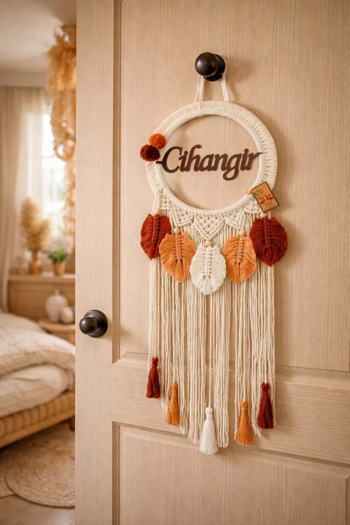 Yuvarlak görsel bebek makrome.