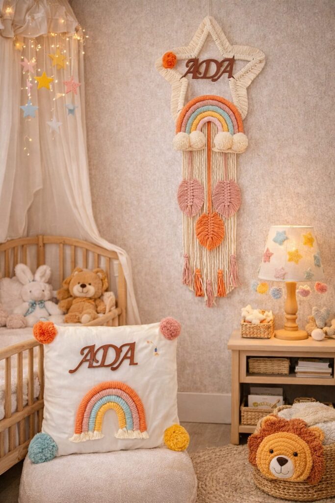 Yıldız temalı bebek makrome